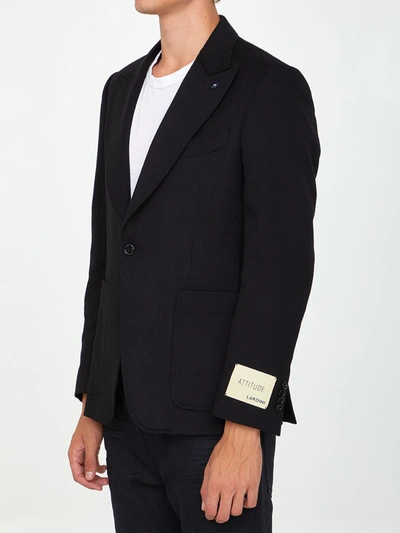 Shop Lardini Wool Cashmere Jacket In Black