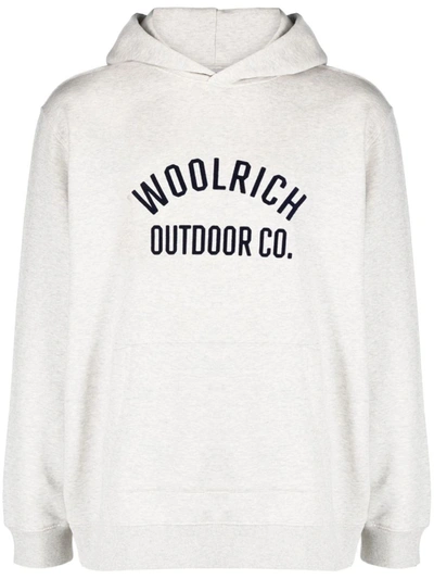 Shop Woolrich Logo-print Hoodie In Grey