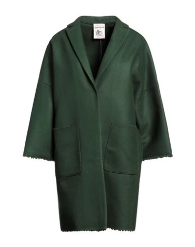 Shop Semicouture Woman Coat Dark Green Size M Virgin Wool, Polyamide