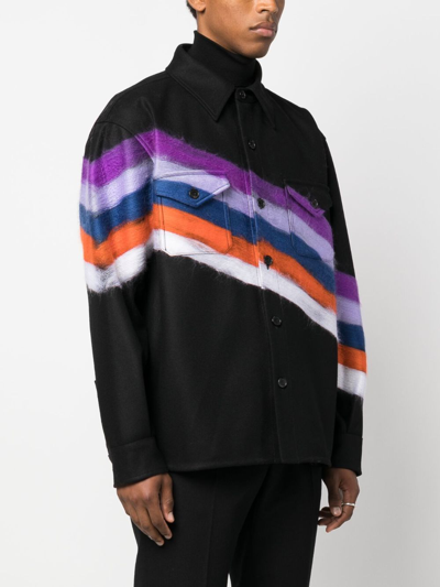 Shop Missoni Brushed-effect Striped Shirt Jacket In Black