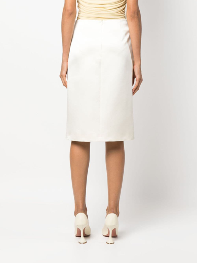 Shop Magda Butrym Floral-appliqué Silk-blend Skirt In Neutrals