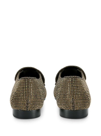 Shop Kurt Geiger Hugh Eagle Rhinestone-embellished Loafers In Brown