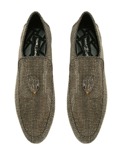 Kurt Geiger London Mens Dark Brown Hugh Eagle-embellished Herringbone Woven Loafers In Brown