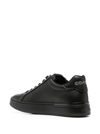 Shop Coach Polished-finish Lace-up Sneakers In Black