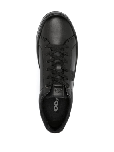 Shop Coach Polished-finish Lace-up Sneakers In Black
