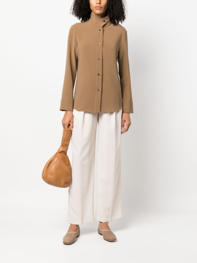 Shop Alberto Biani High-neck Buttoned Cardigan In Brown