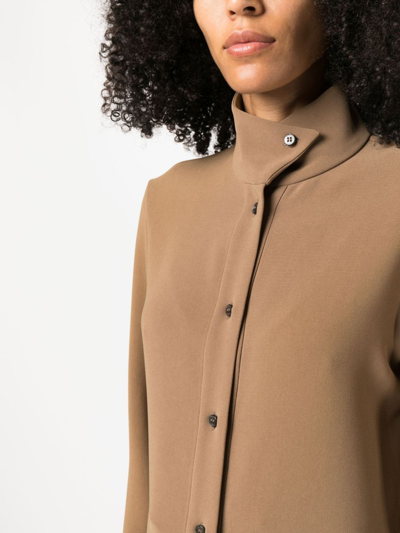 Shop Alberto Biani High-neck Buttoned Cardigan In Brown