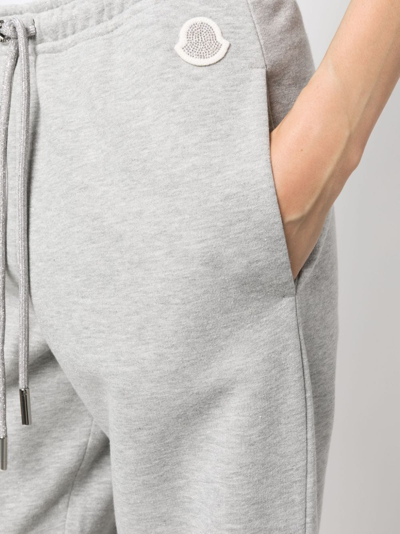 Moncler Logo-patch Cotton-blend Track Pants In Grey
