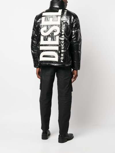 Shop Diesel Logo-patch Padded Jacket In Black