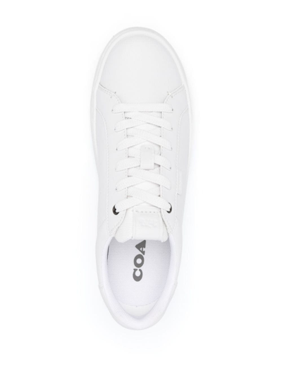 Shop Coach Round-toe Lace-up Sneakers In White