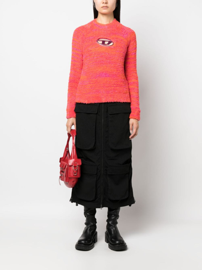 Diesel Logo-plaque Towelling-finish Jumper In Pink