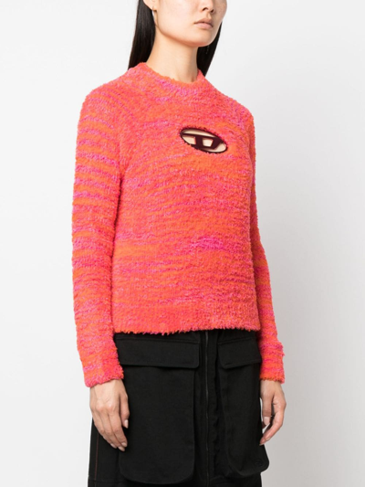 Diesel Logo-plaque Towelling-finish Jumper In Pink