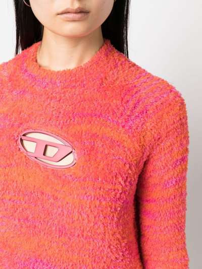 Diesel Logo-plaque Towelling-finish Jumper In Pink