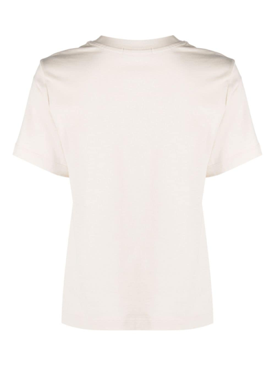 Shop Calvin Klein Jeans Est.1978 Chenille-logo Cotton T-shirt In Neutrals