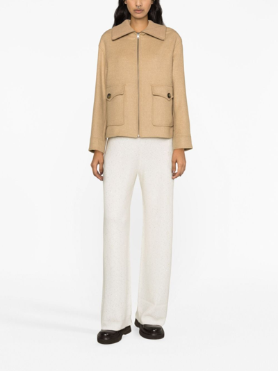 Woolrich Zip-up Ribbed-collar Jacket In Neutrals