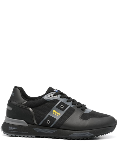 Shop Blauer Logo-patch Lace-up Sneakers In Black