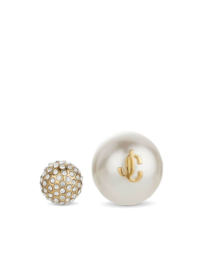 Shop Jimmy Choo Auri Logo-embellished Stud Earrings In Gold