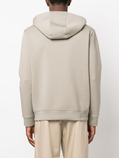 Emporio Armani Logo-embroidered Drawstring Hoodie In Grey