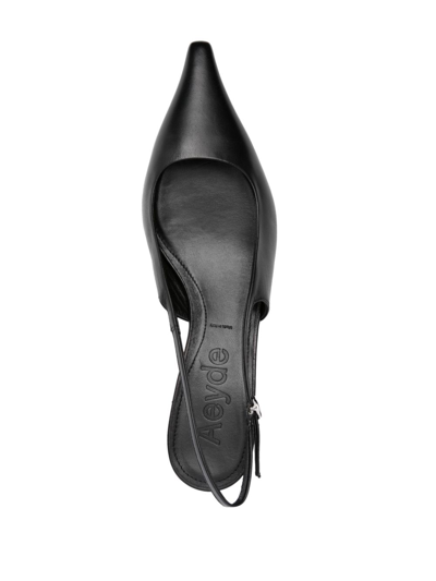 Shop Aeyde 50mm Pointed-toe Leather Pumps In Black