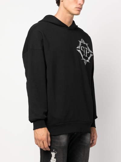 Philipp Plein Chrome Logo-print Hoodie In Black