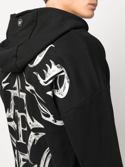 Shop Philipp Plein Chrome Logo-print Hoodie In Black