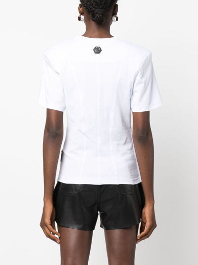 Shop Philipp Plein Sexy Pure Fit Chrome Cotton T-shirt In White