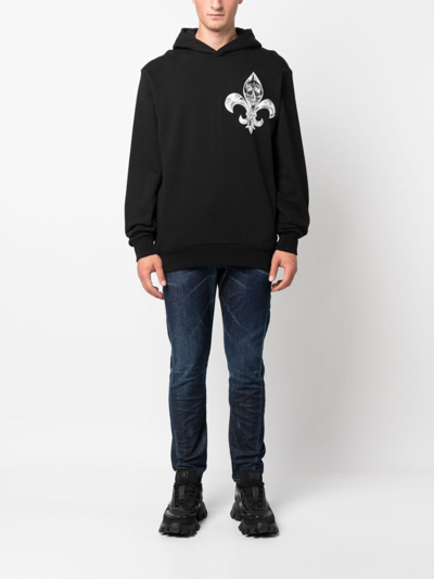 Philipp Plein Chrome Skull-print Cotton Hoodie In Black