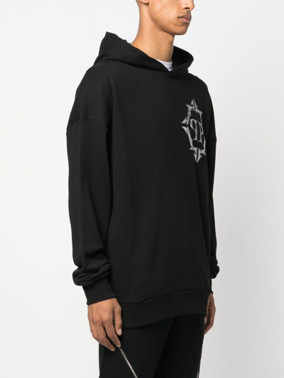 Shop Philipp Plein Chrome Logo-print Cotton Hoodie In Black