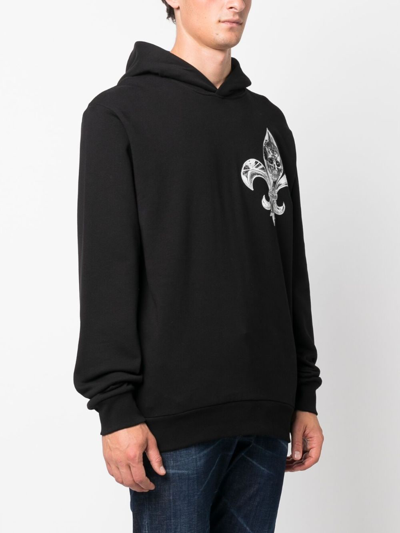 Shop Philipp Plein Chrome Skull-print Cotton Hoodie In Black