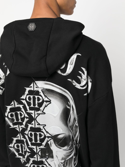 Philipp Plein Chrome Logo-print Hoodie In Black