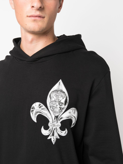 Shop Philipp Plein Chrome Skull-print Cotton Hoodie In Black