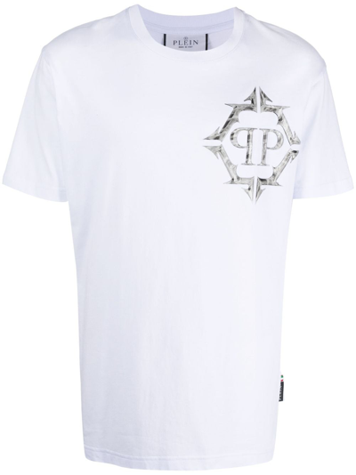 Shop Philipp Plein Graphic-print Cotton T-shirt In White