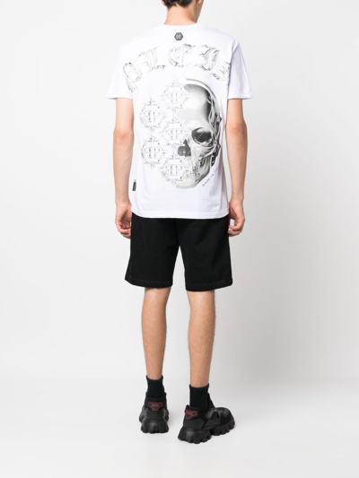 Shop Philipp Plein Graphic-print Cotton T-shirt In White