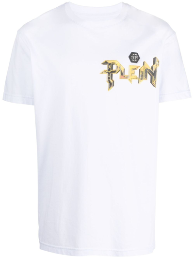 Shop Philipp Plein Logo-print Cotton T-shirt In White