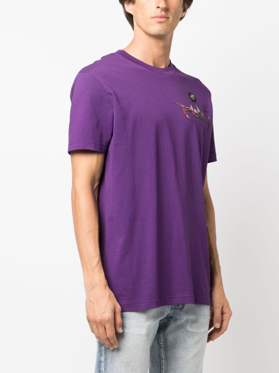 Shop Philipp Plein Ss Chrome Cotton T-shirt In Purple
