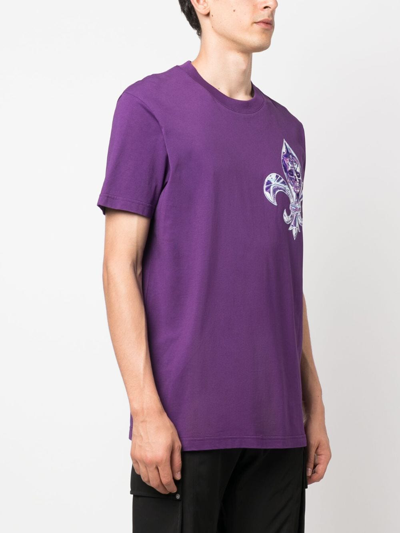 Shop Philipp Plein Skull-print Cotton T-shirt In Purple