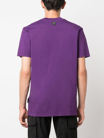 Shop Philipp Plein Skull-print Cotton T-shirt In Purple