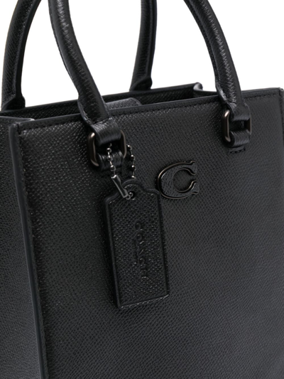 Shop Coach Logo Plaque Tote Bag In Black