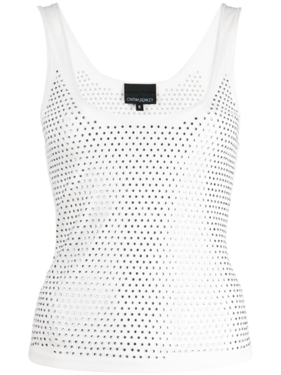 Shop Cynthia Rowley Crystal-embellished Tank Top In White