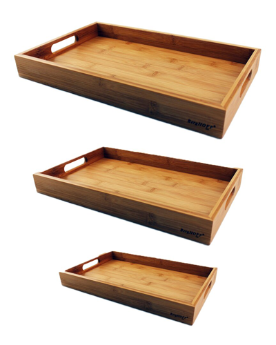 Shop Berghoff Bamboo 3pc Tray Set In Natural