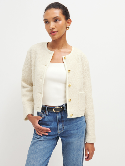 Shop Reformation Dale Cropped Jacket In Cream