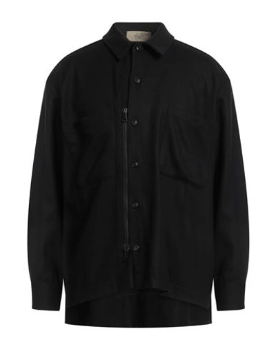 Shop Maison Flaneur Maison Flâneur Man Shirt Black Size 42 Virgin Wool, Lycra, Polyamide