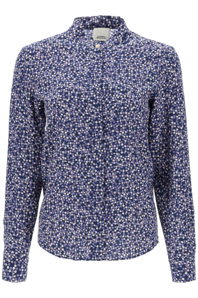 Shop Isabel Marant Ilda Silk Shirt With Floral Print In Blue