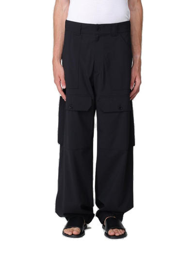 Shop Msgm High Waist Pocket Detailed Trousers In Black