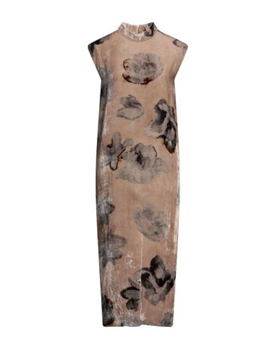 Shop Gentryportofino Woman Midi Dress Khaki Size 6 Viscose, Silk In Beige