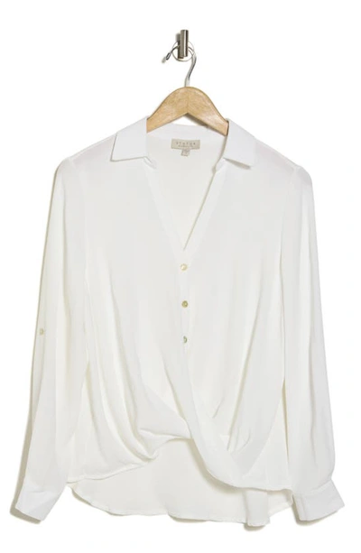 Shop Chenault Surplice Long Sleeve Wrap Top In White