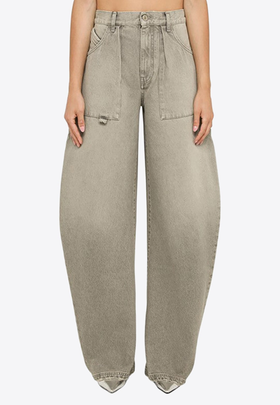 Shop Attico Effie Wide-leg Jeans In Gray