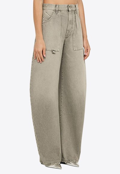 Shop Attico Effie Wide-leg Jeans In Gray