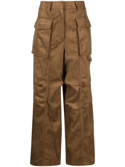 Shop Lvir Brown Faux-suede Cargo Trousers