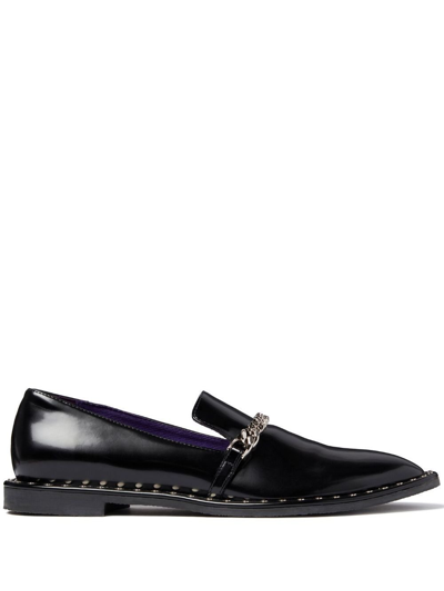 Shop Stella Mccartney Falabella Chain-link Loafers - Women's - Polyurethane/polyester/fabric/rubber In Black